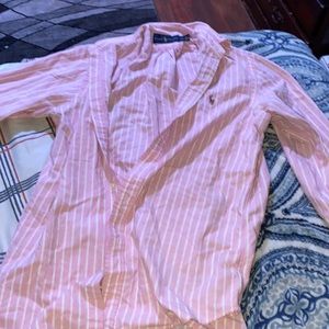 Buttonup pink and white striped shirt